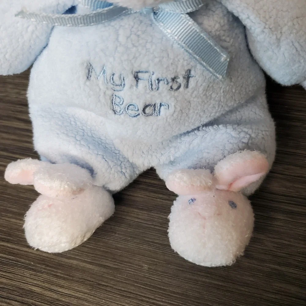 Carter's Prestige‎ Toy My First 1st Bear Rattle Plush Baby Blue Teddy Bunny Feet
